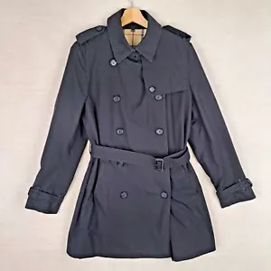 Burberry Womens Trench Coat UK14 Black Double Breasted Belted Classic Designer - Picture 1 of 19