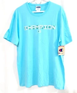 T-shirt maglietta uomo blu acqua manica corta logo cotone NUOVA con TAGS Champion - taglia L - Foto 1 di 5