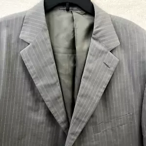 Ermenegildo Zegna Mens Sport Coat 64R 54R Gray Striped Silk Cotton Surgeons Cuff - Picture 1 of 10