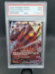 2020 Pokemon Game SWSH Vivid Voltage - Full Art - 099 Coalossal VMAX PSA 9 MINT - Picture 1 of 2