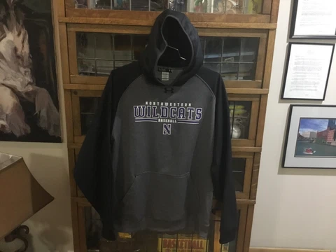 Northwestern Wildcats Baseball Gray Under Armour SPELL OUT Hoodie SZ XL -Cool Cover