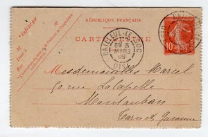 France 1908 entier postal Semeuse sur carte lettre oblt. Bailleul le Soc /RU18 - Picture 1 of 2