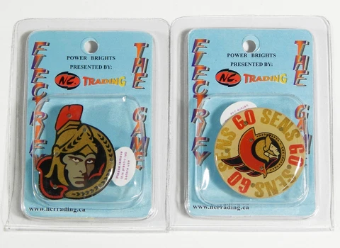 2-Pack of Ottawa Senators Flashing LED Light-Up Logo Magnets Pins NIP NHL Hockey Cover