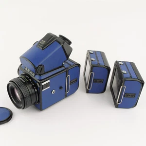 ARAX-CM-MLU/SE plain blue Arsat C 2.8/80mm TTL Spot Finder + 4.5x5, 6x6 Magazin - Picture 1 of 12