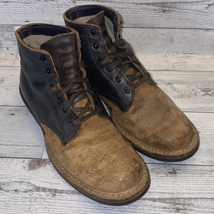 Botas de trinchera personalizadas para hombre 9.5 D marrón cuero dos tonos Quabaug Vibram Trooper años 40 - Imagen 1 de 22