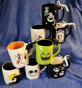 🔥8 HTF Rae Dunn Nightmare Before Christmas Disney Tim Burton Coffee Mugs Set! - Picture 1 of 24