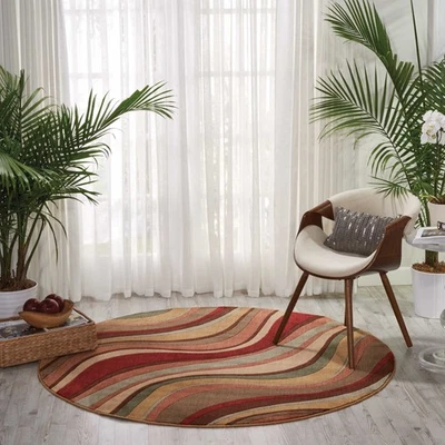 Home Somerset Mid-Century Modern Multicolor 5'6" x Round Area-Rug, Easy-Clean... - Image 1 of 4