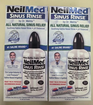 Enjuague sinusal Neilmed (2) dos botellas exprimibles 8 OZ + NUEVO nuevo vencimiento 2029 Foto 1 de 2