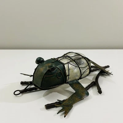 Lámpara colgante lámpara vela decoración exterior cuerpo vidrio rana metal vintage 13" RARA Foto 1 de 4