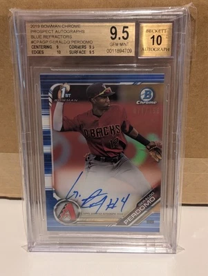 2019 Bowman Chrome BLUE 1st AUTO GERALDO PERDOMO #'d 071/150 - BGS 9.5/10 - GEM! - Image 1 of 4