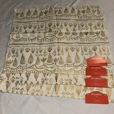 Opalhouse Cream Gold Geometric Placemats Set Of 4 Target 14x19  NWT - Image 1 of 4