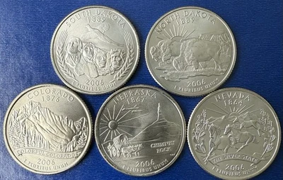 2006-P  State Quarters  5 Coin Philadelphia Set GEM BU SATIN FINISH - Image 1 of 4