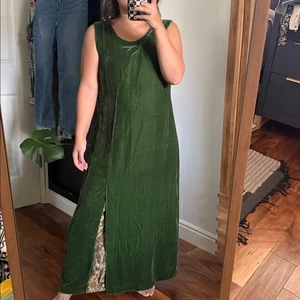 Vestido midi de seda con abertura de terciopelo April Cornell. Talla M - Imagen 1 de 8