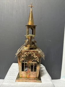 Vintage COPPER Metal Antique Style Church MUSIC BOX, Plays “ Amazing Grace”-11”H - Picture 1 of 7