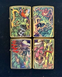 RARE "MYSTERIES OF THE FOREST" FOUR ZIPPO LIGHTER SET FROM 1995 UNUSED - Picture 1 of 4