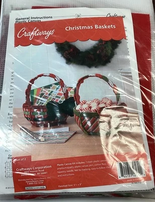 Unopened Craftways Christmas Basket Plastic Cavas Kit 570040 - Image 1 of 2