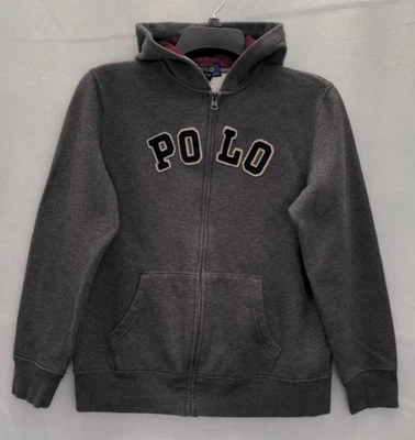 Polo Ralph Lauren Big Boys Cotton Blend Full Zip Gray Hoodie Logo Size L 14-16 - Image 1 of 4