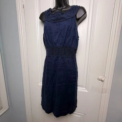 Calypso St. Barth *Flawed* Mini Linen Dress Womens Medium Blue Embroidered Boho - Image 1 of 4