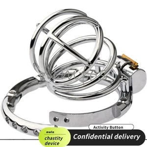 2025 Adjustable Clasp Chastity Cage Device for Men Metal Ring Lock Cage - Picture 1 of 47