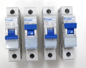 Doepke 40 Amp MCB Type C Single Pole C40 DLS6i Circuit Breaker 40A 1P x 4 - Picture 1 of 7
