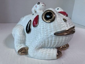 Vintage Buccellati San Marco Frog Glazed Porcelain w/ Frog on Back 6.5"x8"x5.75" - Picture 1 of 11
