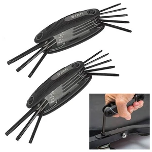 2 Pack Hex Torx Star Fold Up Wrench Key Set Metric Inch Hand Tool 16 Pcs Kit USA - Picture 1 of 1