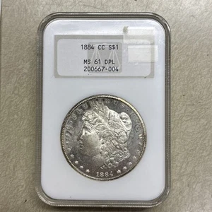 1884-CC Morgan Silver Dollar NGC MS61 DPL Old Holder Graded Slab - Picture 1 of 11