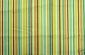 "Regatta" Stripe Kingsway aqua and chocolate brown Upholstery Drapery fabric - Picture 1 of 1