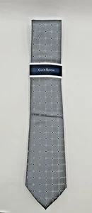 CLUB ROOM WAYNE GRID BLUE/GRAY POLKA DOT SQUARE SILK/POLY NECK TIE NEW WITH TAG - Picture 1 of 4