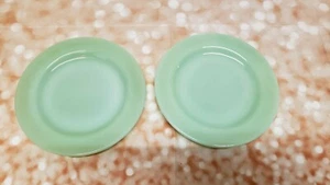 2 FIRE KING ANCHOR HOCKING JADEITE RESTAURANT THICK PLATES - Picture 1 of 6