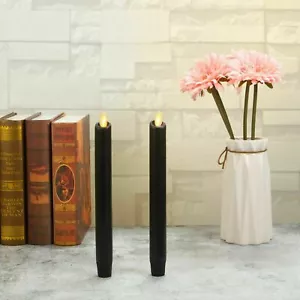 Luminara 8" Halloween Flameless Taper Candles Set of 2 Moving Wick Black Remote - Picture 1 of 9