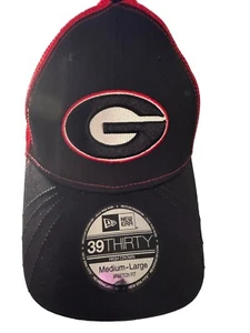 U of Georgia Bulldogs New Era 39Thirty Hidden Dog Fitted M-L Hat Cap Black Red - Picture 1 of 9