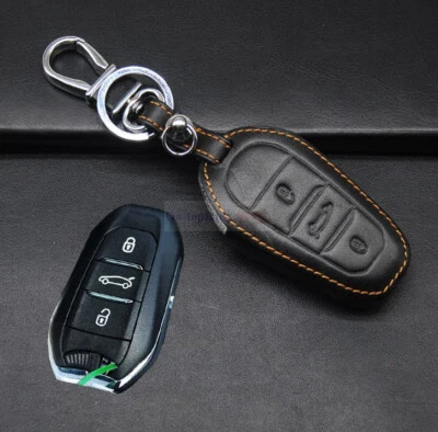 Para Citroen Peugeot 3 Botones Mando a Distancia Llavero Bolsa Soporte Cuero PU Llave Cubierta Estuche Coche Foto 1 de 4