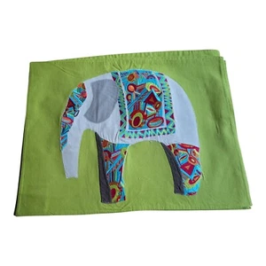 Crate & Barrel Embroidered Elephant Placemats Green Set Of 5 - Picture 1 of 5