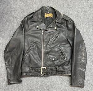 Vintage Schott Perfecto Leather Jacket Size 42 Black Made in USA 70s Men