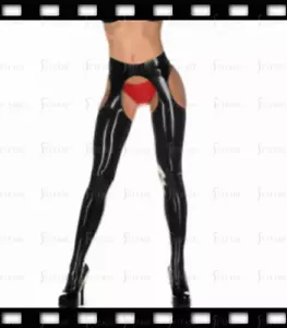 Latex Leggings Mid Waist Style Bottom Rrims Open Sexy Cool Customized 0.4mm F86 - Picture 1 of 7