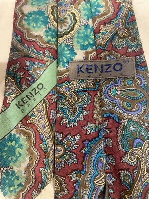 KENZO PARIS Made In Italy Multicolor Flower Print Men’s Silk Skinny 2.5” Tie - Image 1 of 4