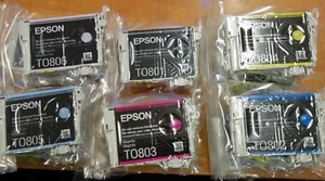 17 Cartuchos Tinta EPSON TO801, TO802, TO803, TO804, TO805, TO806 Sonoras Nuevas - Imagen 1 de 3