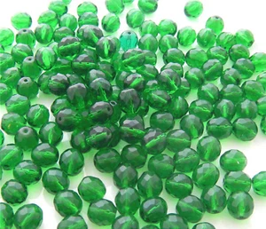 1200 Pcs WHOLESALE 6mm CZECH GLASS FIRE POLISHED BEADS - KELLY GREEN  - Picture 1 of 1