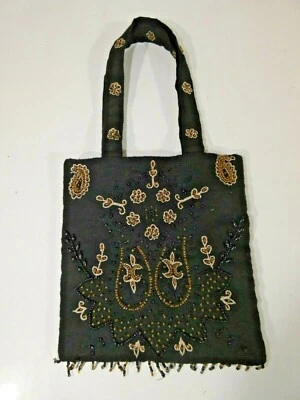 Bolso sin asas de noche BLOOMINDALES con cuentas y brazaletes negro 7x6 nr nu Foto 1 de 3