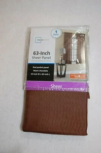 Rod Pocket Panel SHEER BROWN CURTAIN PANEL Size 63" LONG x 59" WIDE   - Picture 1 of 1