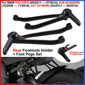 1 Pair of Rear Footrests Holder + Foot Pegs Kit Set For BMW HP4,S1000RR,S1000R - Picture 1 of 10