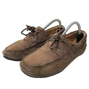 H.S Trask Mens Driving Loafers 8.5 M Brown Antelope 2 Eye Suede Moccasin Toe - Picture 1 of 11