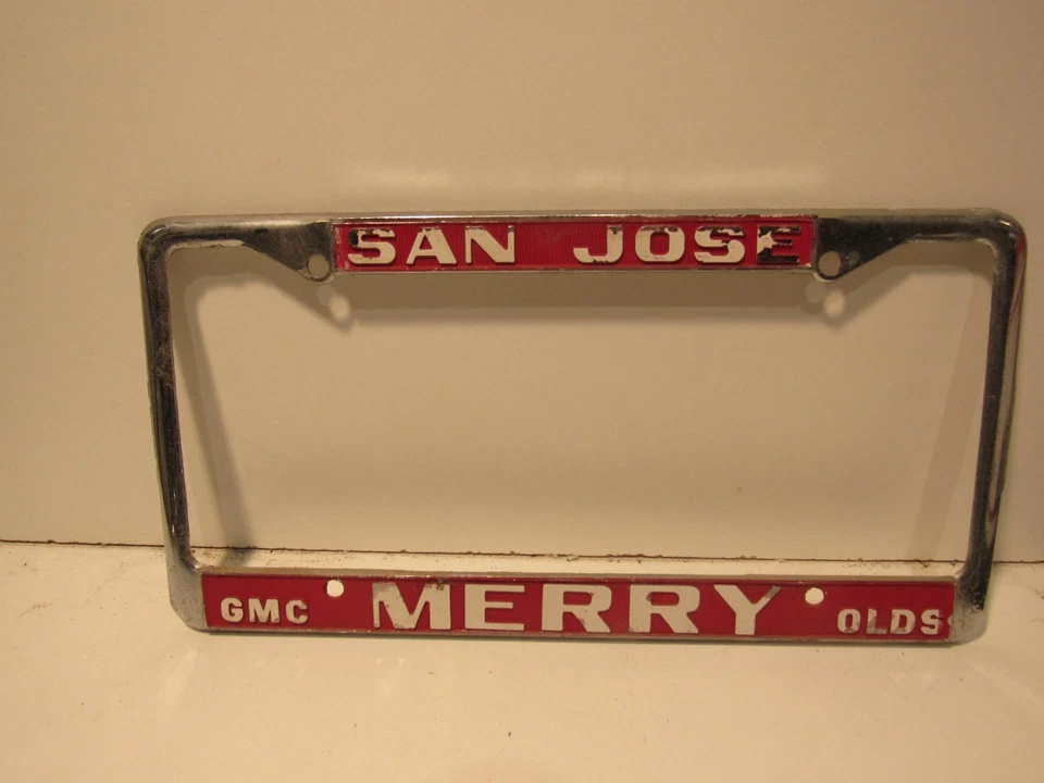 Placa de licença San Jose Merry GMC Oldsmobile concessionária quadro metal em relevo - Imagem 1 de 1