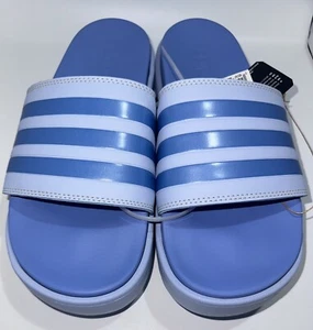 New w/Tag Adidas Women's Adilette Platform Slide Sandal - Blue- Free Shipping - Picture 1 of 4