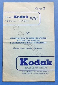 Pubblicità Fotografia - Listino Kodak - Prodotti per fotografia medica - 1951 - Picture 1 of 1