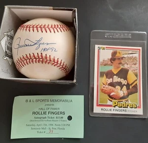 Rollie Fingers Autographed Baseball w/ Documentation HOF '92 Padres A's Brewers - Picture 1 of 5