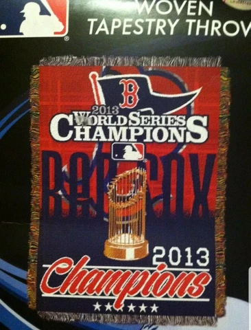 (JJ7817) Boston Red Sox 2013 World Series Champions Woven Tapestry Throw Blanket Cover