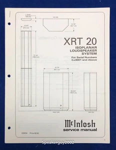 Original McIntosh XRT20 / Speaker System Service Manual -- #2 - Bild 1 von 1