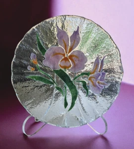 Sydenstricker gekräuselt verschmolzen Kunst Glas Blumenmotiv 8" Durchmesser Schüssel ~ signiert - Bild 1 von 6